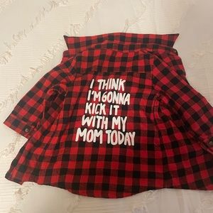 Red plaid button down shirt